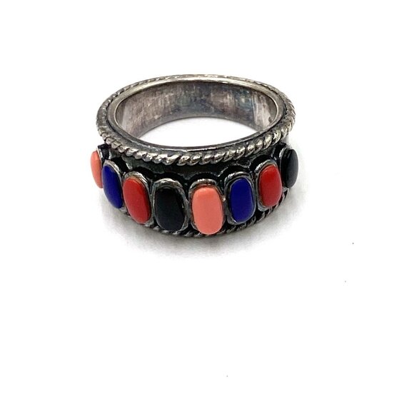 925 Ring Sterling Silver Cabochons Artisan Size 6.5 Band - Picture 13 of 13